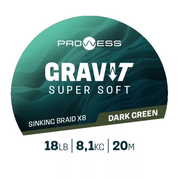Prowess Gravi-T Super Soft X8 Dark Green Sinking Braided Leader Line 35lb 20m
