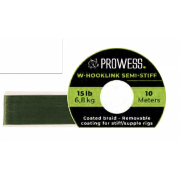 Prowess W-HOOKLINK SEMI-STIFF BRAID 15LB GREEN Boyle braided leader, coated braid