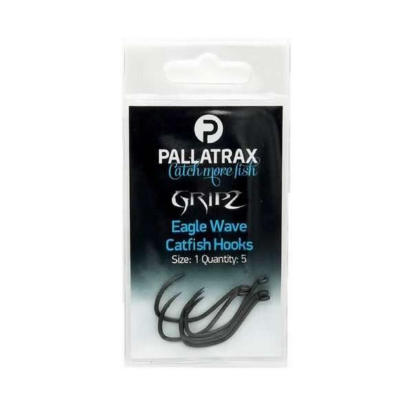 Pallatrax Gripz Catfish Hooks 1/0 Earless Beardless Catfish Hooks 5pcs