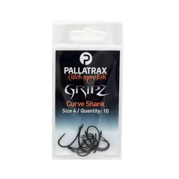 Pallatrax Gripz Curve Shank 4 Eyed, Barbless Boilie Hook 10pcs