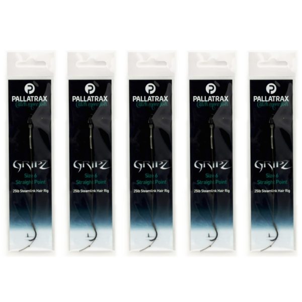 Pallatrax Gripz Straight Point Hair Rigs 8 15lb Steamlink Monofilament Pre-tied Hook