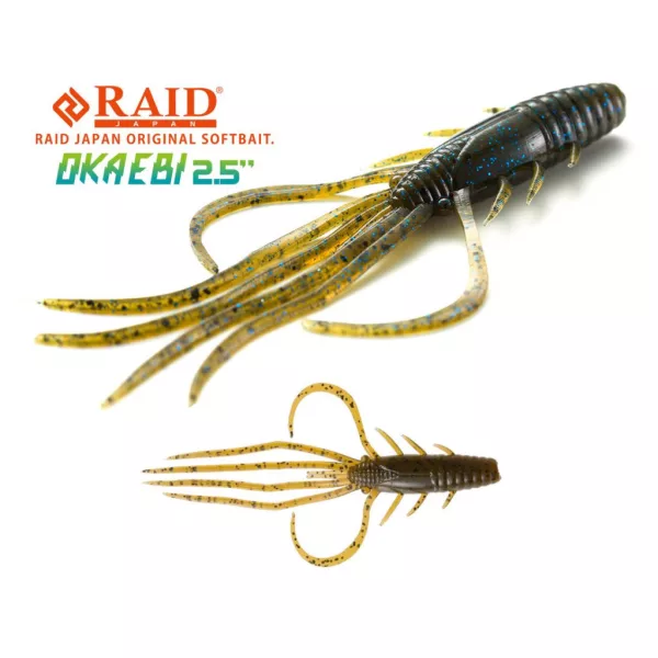 Raid Oka Ebi 6.3cm 001 Green Pumpkin Seed Plastic Lure 8pcs