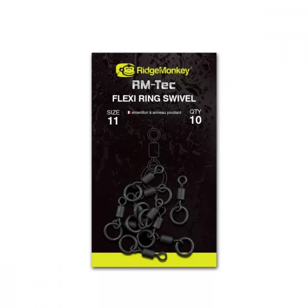 Ridgemonkey RM-Tec Flexi Ring Swivel Size11 Ringed Swivel 10Pcs