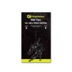  Ridgemonkey Rm-Tec Quick Change Heli Ring Swivel Size11 Ringed Quick Clip 10pc