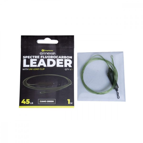 Ridgemonkey Spectre Fluorocarbon Uni Lead Clip Leader - Camo Green Boilie Rig