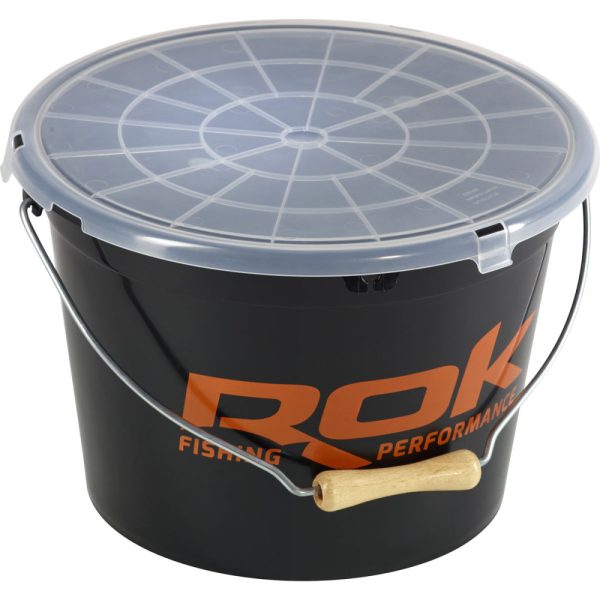 ROK 13 Liter Black Bait Bucket and 4 Liter Mixing Bowl Set with Lid