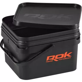   ROK 10 Liter Square Bait Bucket Set with Insert and Lid Black