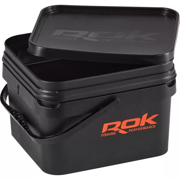 ROK 10 Liter Square Bait Bucket Set with Insert and Lid Black