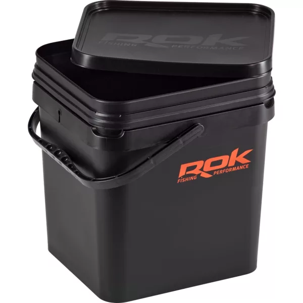 ROK 17 Liter Square Bait Bucket Set with Insert and Lid Black