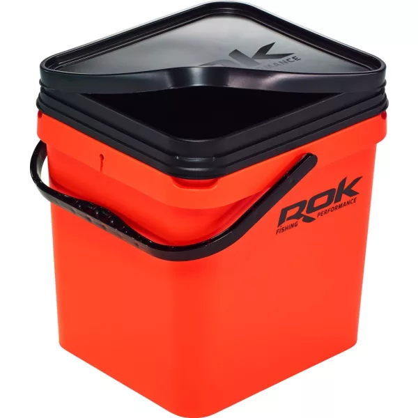 ROK 17 Liter Square Bait Bucket Set with Insert and Lid Orange