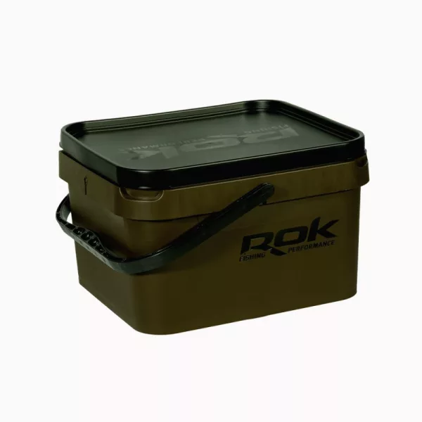 ROK 10 Liter Square Bait Bucket Set with Insert and Lid Green