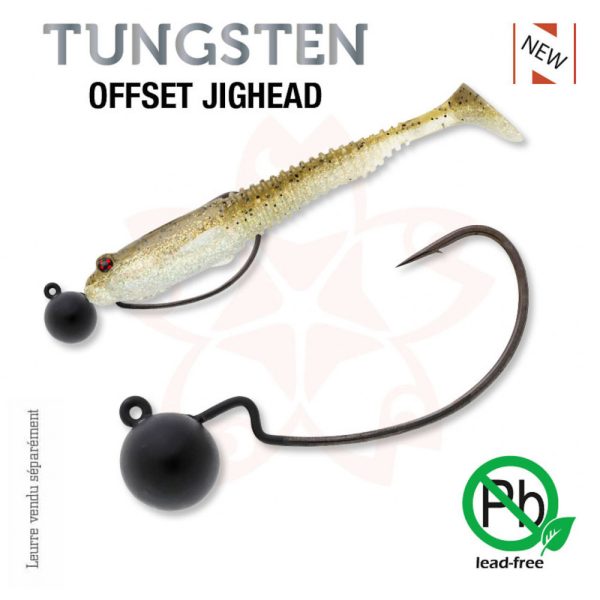 Sakura - TUNGSTEN OFFSET JIGHEAD 3/32 - 2,7G / Hook #2/0 x 2pcs (Black Color) - JIG head