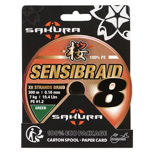 Sakura Sensibraid X8 Green 0.24mm 300m Braided Mainline