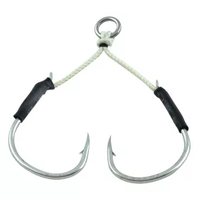   Sakura Hooks Twin Assist Hook SW 601 TI 1/0 Eyed, Barbed Spinning-Offset Hook 2pcs