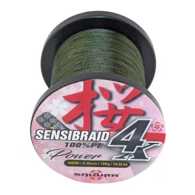   Sakura Sensibraid 4 braided line - GREEN 1000 M - 0.25 mm / 18Kg / 39.6Lbs