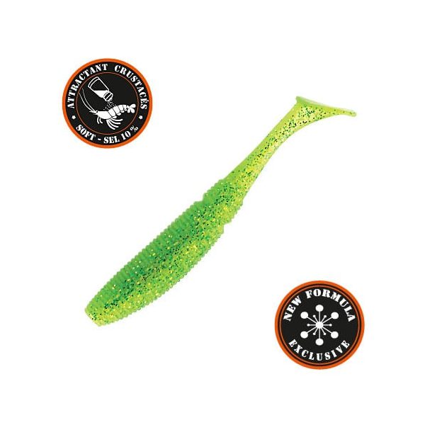 Sakura SLIT SHAD EVO 50 Gumihal Ghost Lime Chart) X 8 pieces - gumihal 50mm - 8pcs