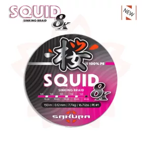   Sakura - SQUID 8 PINK 150M - PE 1.5 / 0.18 mm / 11 Kg - 24.2Lbs - Mainline - Braided line
