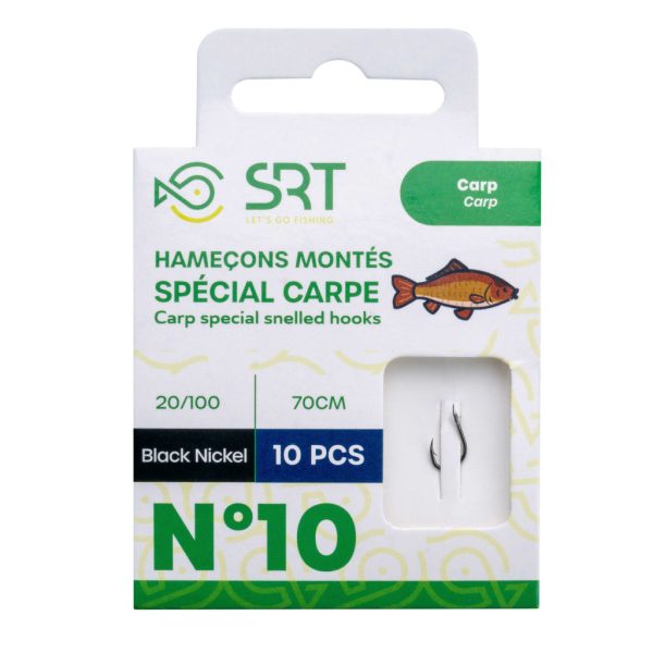 Sert Hook To Nylon Special Carpe 10 Flat, Bearded Pre-tied Hook 10pcs