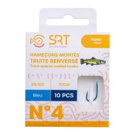   SRT Hamecon Monte Special Trout Reversed Blue 0.18mm 70cm Monofil 8 Pre-tied Hook 10pcs