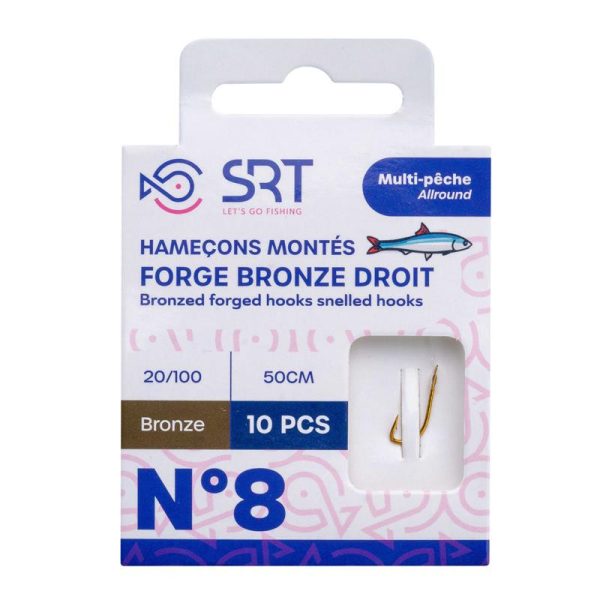 SRT Forged Bronzed Straight 0,18mm 50cm Monofilament 6 Pre-tied Hook 10pcs