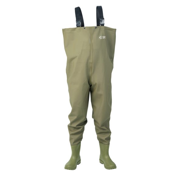 SRT Fisker Army Green PVC Waders Chest Boots 46-47