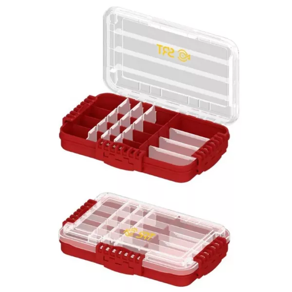 SRT 3076 Red Waterproof Tackle Box with 12+3 Compartments 27x18x5cm