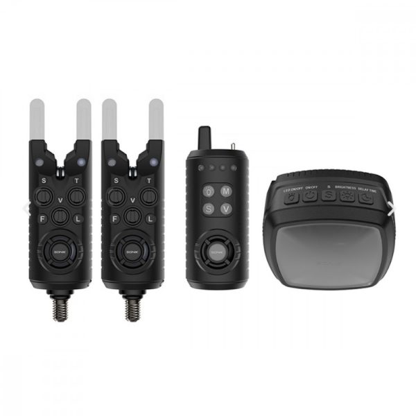 Sonik Gizmo2 Bitealarms 2+1 + Bivy Lamp Electric Bite Alarm Set