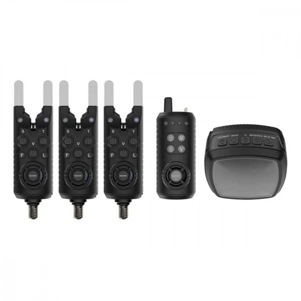 Sonik Gizmo2 Bitealarms 3+1 + Bivy Lamp Electric Bite Alarm Set