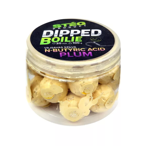 Stég Dipped Boilie 20mm Butyric Acid-Plum Bait Boilie 100gr