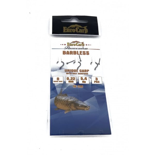 EuroCarp Pre-tied Monofilament Feeder Rig with Bait Spike - Unique Carp Barbless 12