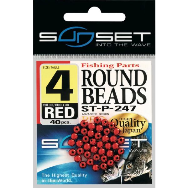 Sunset - HARD ROUND BEADS RED / SILVER 3mm X42 - Rubber bead