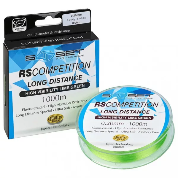 Sunset - RS COMPETITION LONG DISTANCE HI-VISIBILITY LIME GREEN 0,22mm 1000M - Monofilament line