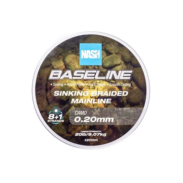 Nash Baseline Sinking Camo 0.20mm 1200m Braided Mainline