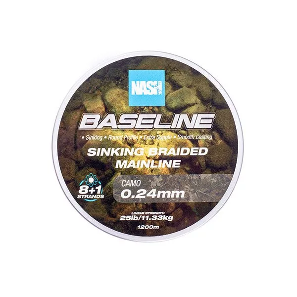 Nash Baseline Sinking Camo 0.24mm 1200m Braided Mainline