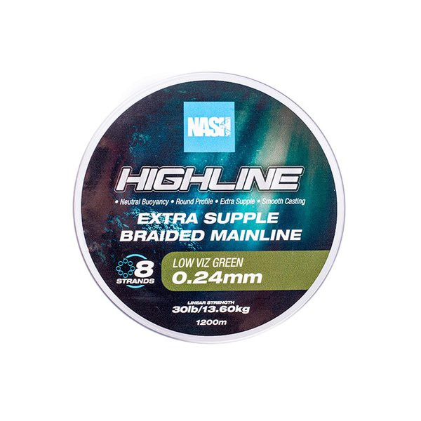 Nash Highline Green 0.24mm 1200m Braided Mainline