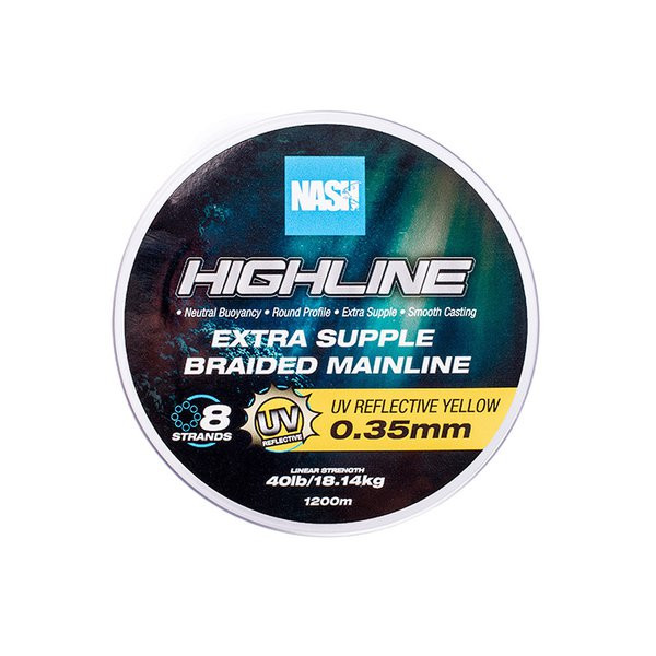 Nash Highline UV Yellow 0.35mm 1200m Braided Mainline