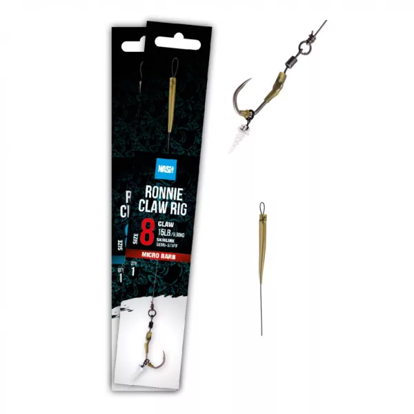 Nash Ronnie Claw Rig 4 Barbed, Eyed Ready Tied Hook
