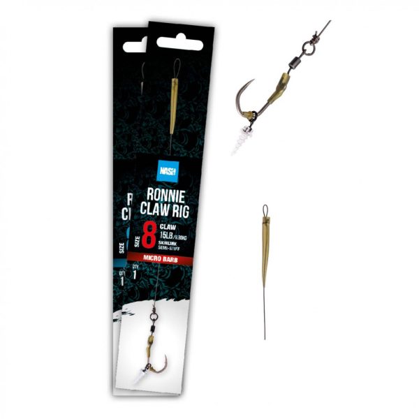 Nash Ronnie Claw 8 Ears, Beardless Bojlis Pre-tied Hook