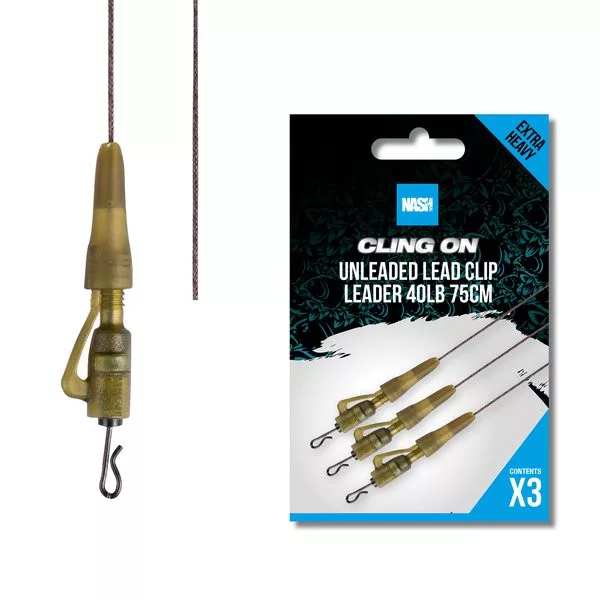 Nash Ready Tied Unleaded Lead Clip Leader 75cm 3pcs