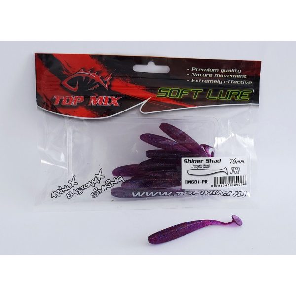 Top Mix Shiner Shad Purple Red 7,6cm Plastic Bait 10pcs