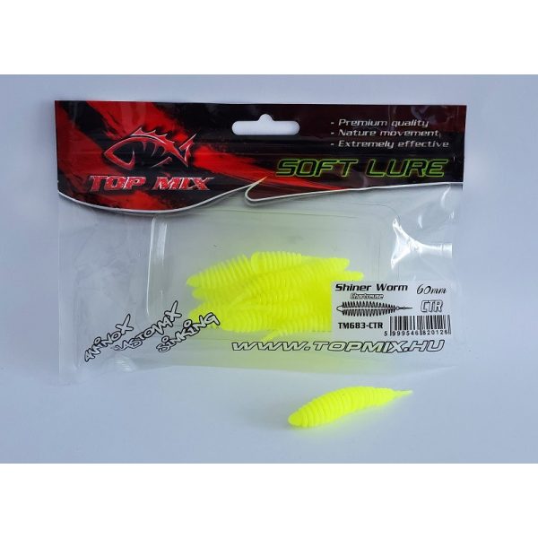 Top Mix Shiner Worm Chartreuse 6,0cm Plastic Caterpillar Bait 10pcs