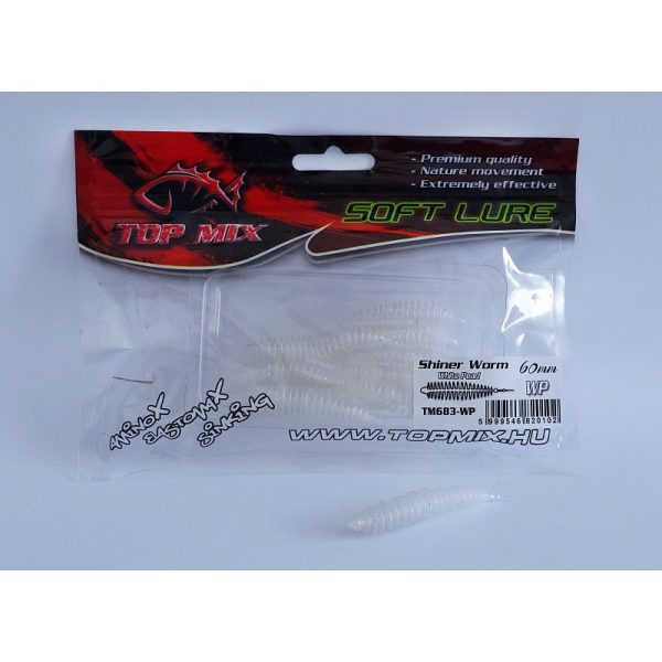 Top Mix Shiner Worm White Pearl 6,0cm Plastic Caterpillar Bait 10pcs