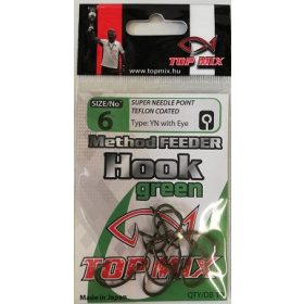 Top Mix Method Feeder Green 6 Eyed, Barbed Carp Hook 10pcs