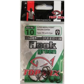 Top Mix Method Feeder Green 10 Eyed, Barbed Carp Hook 10pcs