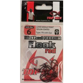 Top Mix Method Feeder Red 6 Eyed, Barbed Carp Hook 10pcs