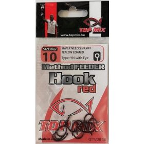 Top Mix Method Feeder Red 10 Eyed, Barbed Carp Hook 10pcs