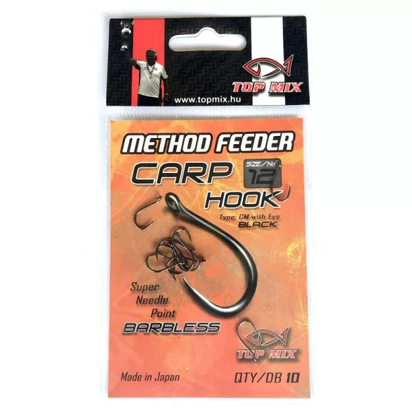 Top Mix Method Feeder Carp 14 Eyed, Barbless Carp Hook 10pcs