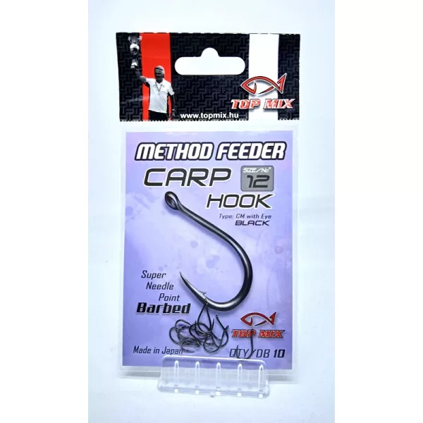 Top Mix Method Feeder Carp 8 Eyed, Barbed Carp Hook 10pcs