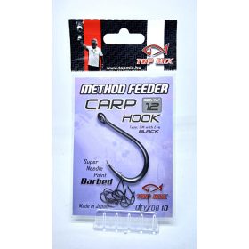 Top Mix Method Feeder Carp 10 Eyed, Barbed Carp Hook 10pcs