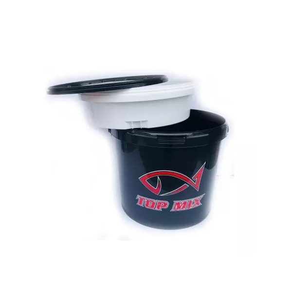 TOP-MIX bait mixing bucket with bait tray, lid, 10-liter